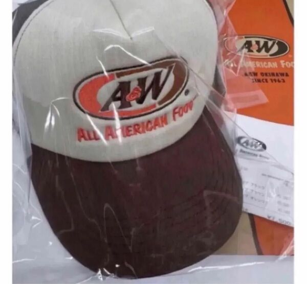 新品タグ付きA&W沖縄限定ロゴメッシュキャップ ブラウン 正規品