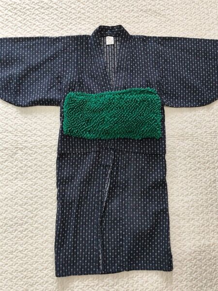 男の子 浴衣 甚平 120 美品 夏祭り 盆踊り 兵児帯