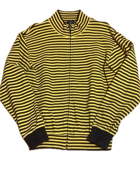 Paul Smith JEANS ポールスミス スウェット ジップアップ イエロー X チャコールグレーボーダー サイズ L