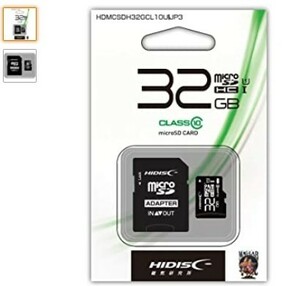 HIDISC microSDHC CARD 32GB CLASS10 UHS-1 SDADAPTER WITH CASE HDMCSDH32GCL10UIJP3 NO2