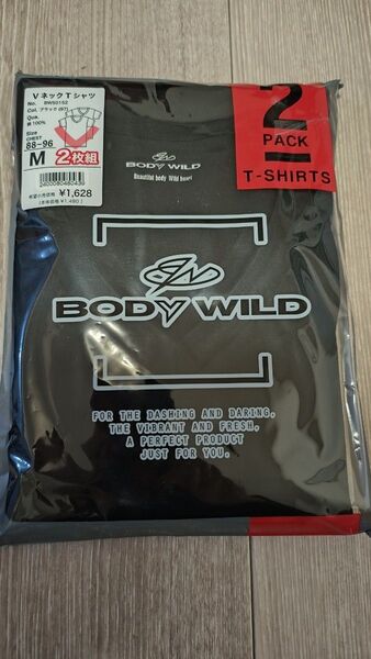 ボディワイルド黒Mサイズ2枚組 VネックTシャツ 綿100 グンゼ