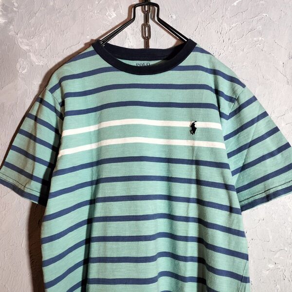 POLO RALPH LAUREN ポロラルフローレン ワンポイント刺繍 半袖 Tシャツ ボーダー アメリカ古着 アメカジ USA