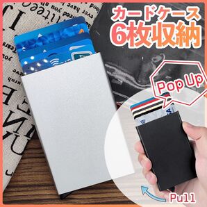 カードケース 6枚 スキミング防止 【シルバー】