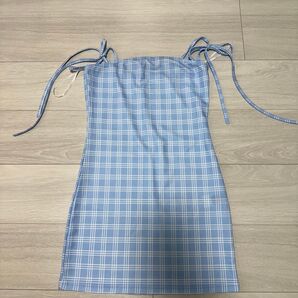 新品 SHEIN シーイン ノットストラップ格子縞 ボディコンドレス
