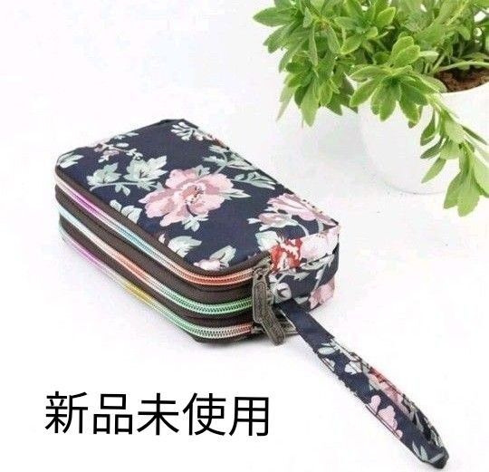 新品未使用 コスメ ポーチ ジッパー 大容量 レディース 財布 コインケース スクラッチ