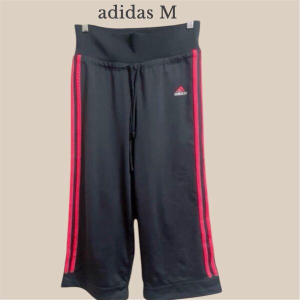 adidas ストレッチジャージパンツ Mブラック/レッド