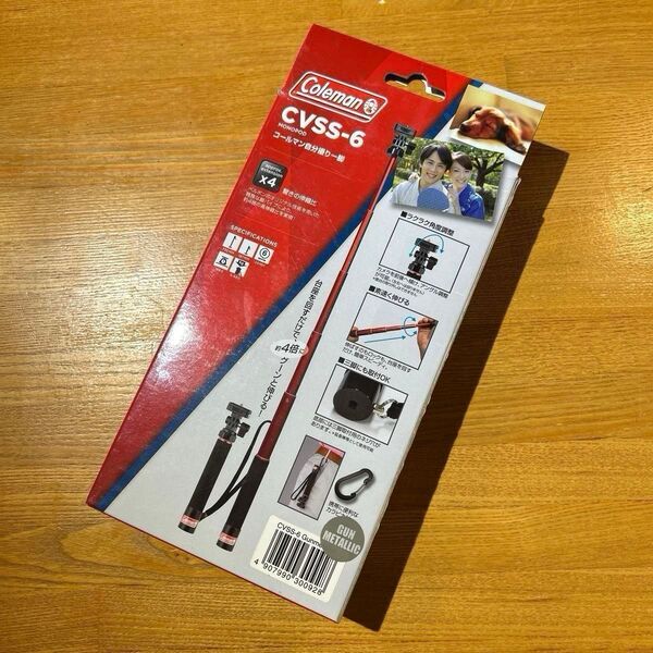 Velbon&Coleman 自撮り棒 CVSS-6 RED 6段 ウルトラロック 脚径24mm 小型アルミ脚 ガンメタリック