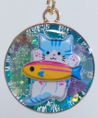 お魚大好きねこちゃんかわいいネックレス レジンネックレス ねこアクセサリー レジン猫 ネコ ねこペンダント
