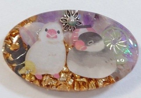 文鳥ちゃん天然石入りレジンアクセサリー 文鳥 アクセサリー 文鳥グッズ 文鳥ブローチ 文鳥ヘアゴム 文鳥ヘアクリップ