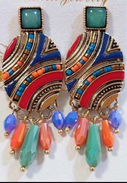 エスニック☆レディースピアス★かわいいピアス カラフルピアス ピアスエスニック ヒッピー ウエスタン ボヘミアン
