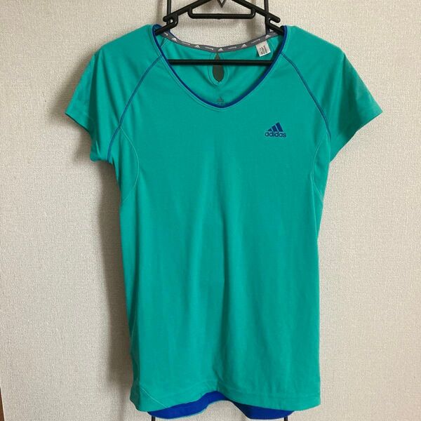 adidas Tシャツ グリーン系 レディース サイズL