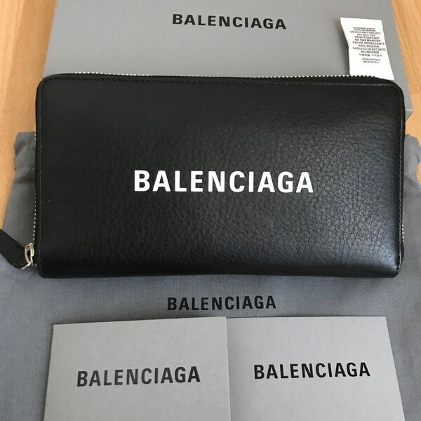 美品 BALENCIAGA バレンシアガ エブリデイ ラウンドファスナー 長財布 黒