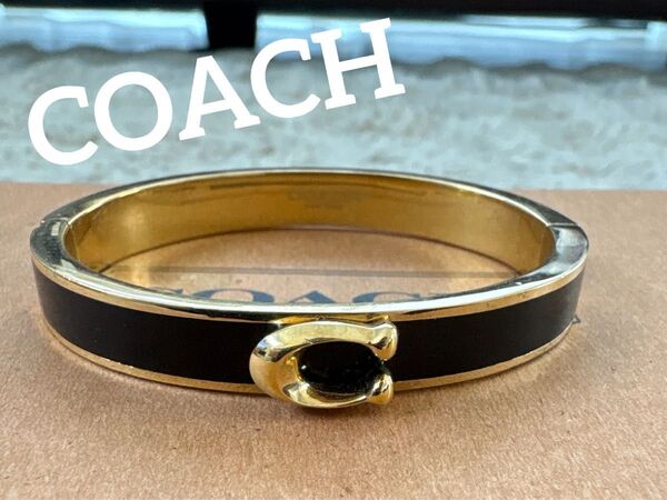 COACH コーチ ブラック ゴールド バングル ブレスレット アクセサリー