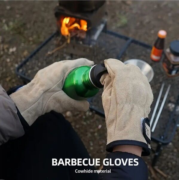グローブ 手袋 フェイク レザー 耐火 耐熱 溶接 防炎 作業 防護服 焚火 BBQ サンダー グラインダー 火花 ガラス工芸