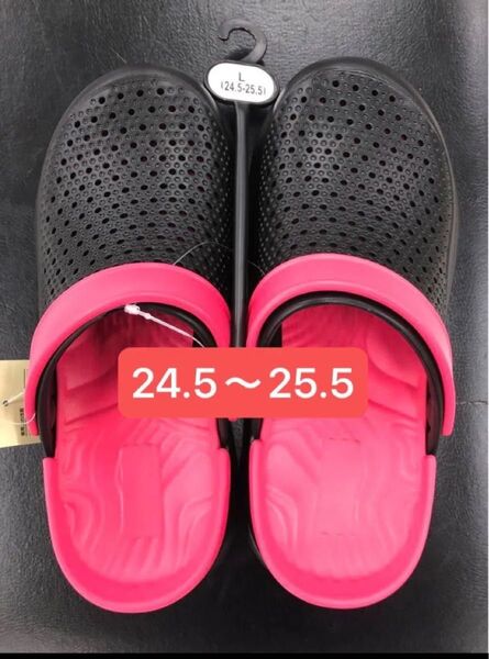 新品未使用 サンダル ピンク/ブラック Lサイズ(24.5〜25.5)
