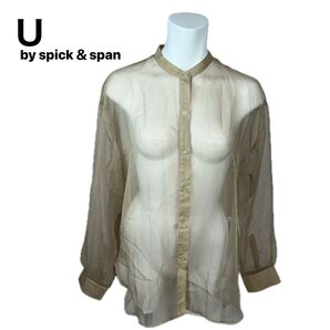 UbySPICK&SPAN シースルーベージュシャツ 長袖 シャツ 前開き ベージュ
