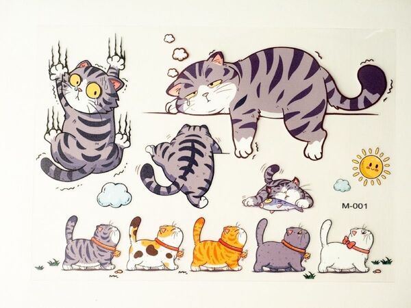 【猫 ステッカー】10種類の可愛いい猫ステッカー 1枚