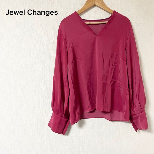 Jewel Changes Vネック ブラウス ピンク フリーサイズ