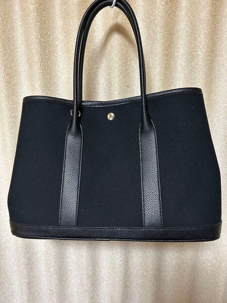 トートバッグ ブラック キャンバス×フェイクレザー