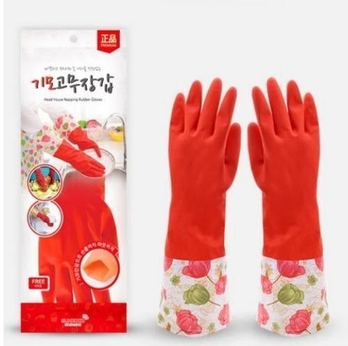 韓国製キムエギョン起毛ゴム手袋 大きくて暖かい皿洗い起毛が入ったゴム手袋