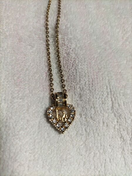 ChristianDior ハート型ネックレス ゴールド ラインストーンビンテージ