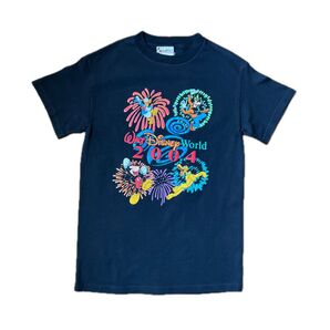Disney ディズニー ミッキー プリント Tシャツ Walt Disney World ブラック S クルーネック 古着