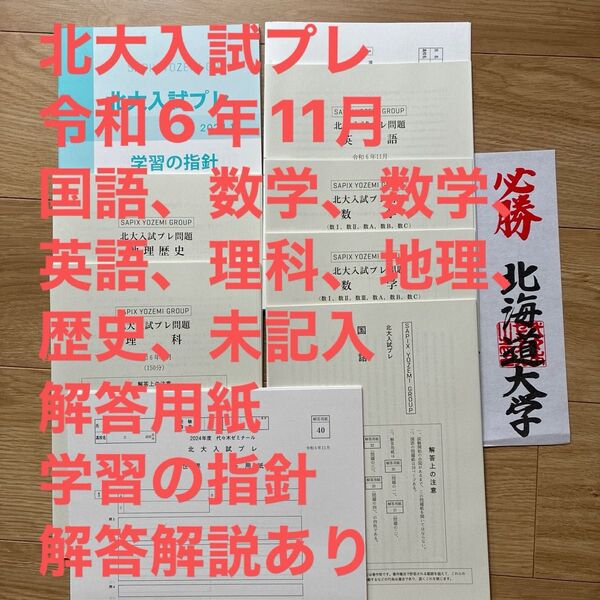 【2024、11 代々木ゼミナール北大入試プレ問題セット 未使用