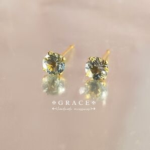 天使の石*癒しの海の宝石*アクアマリンの4mmひと粒ピアス 3月誕生石 サージカルステンレス 14kgf