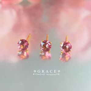大人ピンクを忍ばせて*AAA宝石質ピンクトパーズ4mmひと粒ピアス 11月誕生石 サージカルステンレス