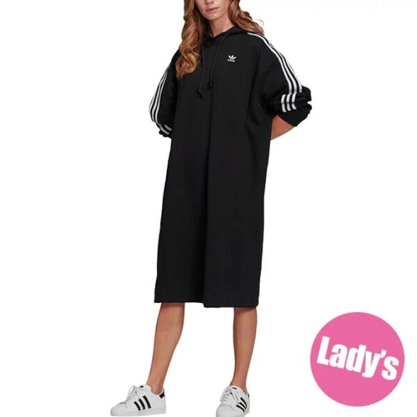 adidas パーカーワンピース 膝下 モノトーン オーバーサイズ
