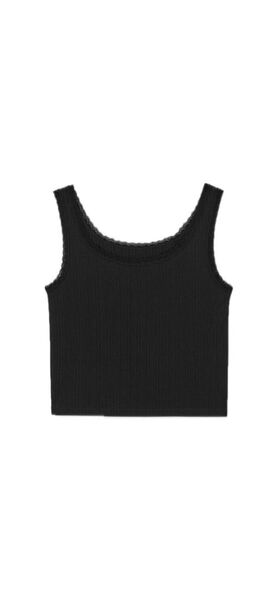 GU コットンブレンドリブクロップドタンクトップ M BLACK 黒 新品