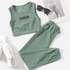 SHEIN Girls 文字グラフィック &スエットパンツ タンクトップ