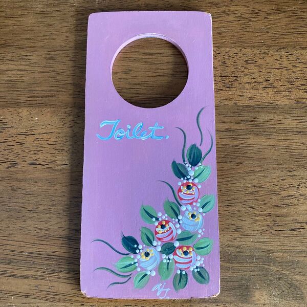 トールペイント ドアノブプレート フックタイプ木製