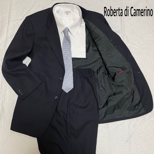 Roberta di Camerio ネイビー 無地 PM 2タック スーツ上下