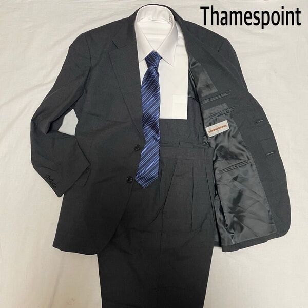 ThamesPoint ブラック 無地 BB3 2タック セットアップ スーツ