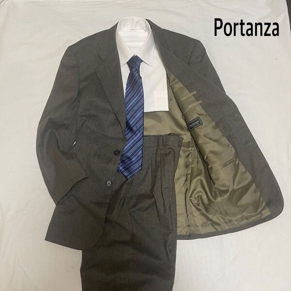 Portanza ブラウン 無地 A5 2タック スーツ上下 セットアップ