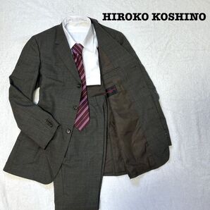 HIROKO KOSHINO グレー チェック A6 2タック スーツ上下
