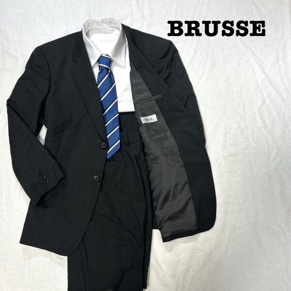 BRUSSE ブラック 無地 BE5 2タック スーツ上下 セットアップ スーツ