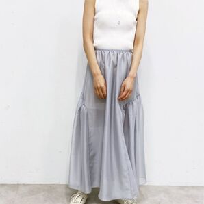 タグ付き未使用エディットフォールル シャンブレーシフォン シアーラッフルスカート