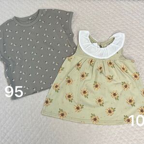 新品未使用 花柄 ひまわり トップス 95
