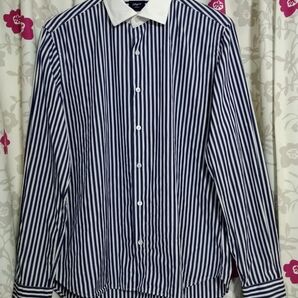 【値下】EDIFICE Thomas Mason別注クレリックシャツ ストライプ 貝釦