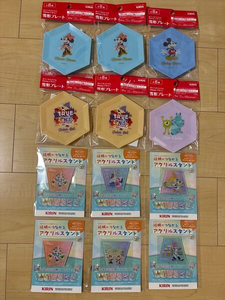 キリン オリジナルDisneyデザイン雪形プレート 絵柄がつながるアクリルスタンド キリン景品