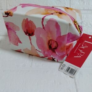 LAURA ポーチ 京都大和 BOX POUCH フラワー ピンク
