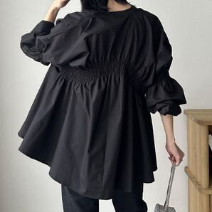 新品 カプリシュレマージュ シャーリングシャツ ブラック