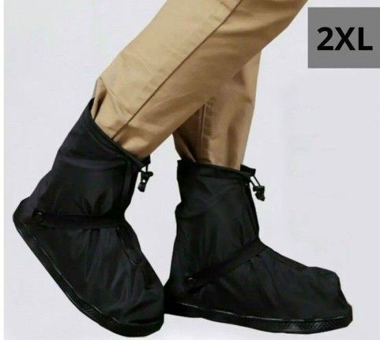 2XL シューズカバー レインシューズ 黒 靴カバー ショート丈 ブーツタイプ