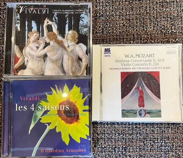 CD3枚セット/ヴィヴァルディ四季/イル・ジャルディーノ・アルモニコ、新イタリア合奏団、モーツァルト協奏交響曲他、クイケン