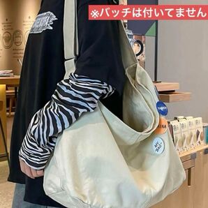 大容量 キャンバストートバッグ アイボリーニュースペーパーバッグ エコバ
