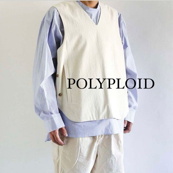 【訳アリ】POLYPLOID ポリプロイド 白ベスト ホワイト 春秋 シャツコーデ