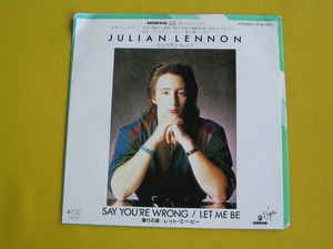 鮮EP. JULIAN LENNON. ジュリアンレノン.　SAY YOU'RE WRONG. LET ME BE .美麗盤