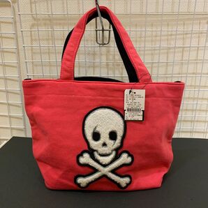 【未使用タグ付】ワッペンスウェット ROCK-RO トートバック ミニトート ピンク ブラック ドクロ